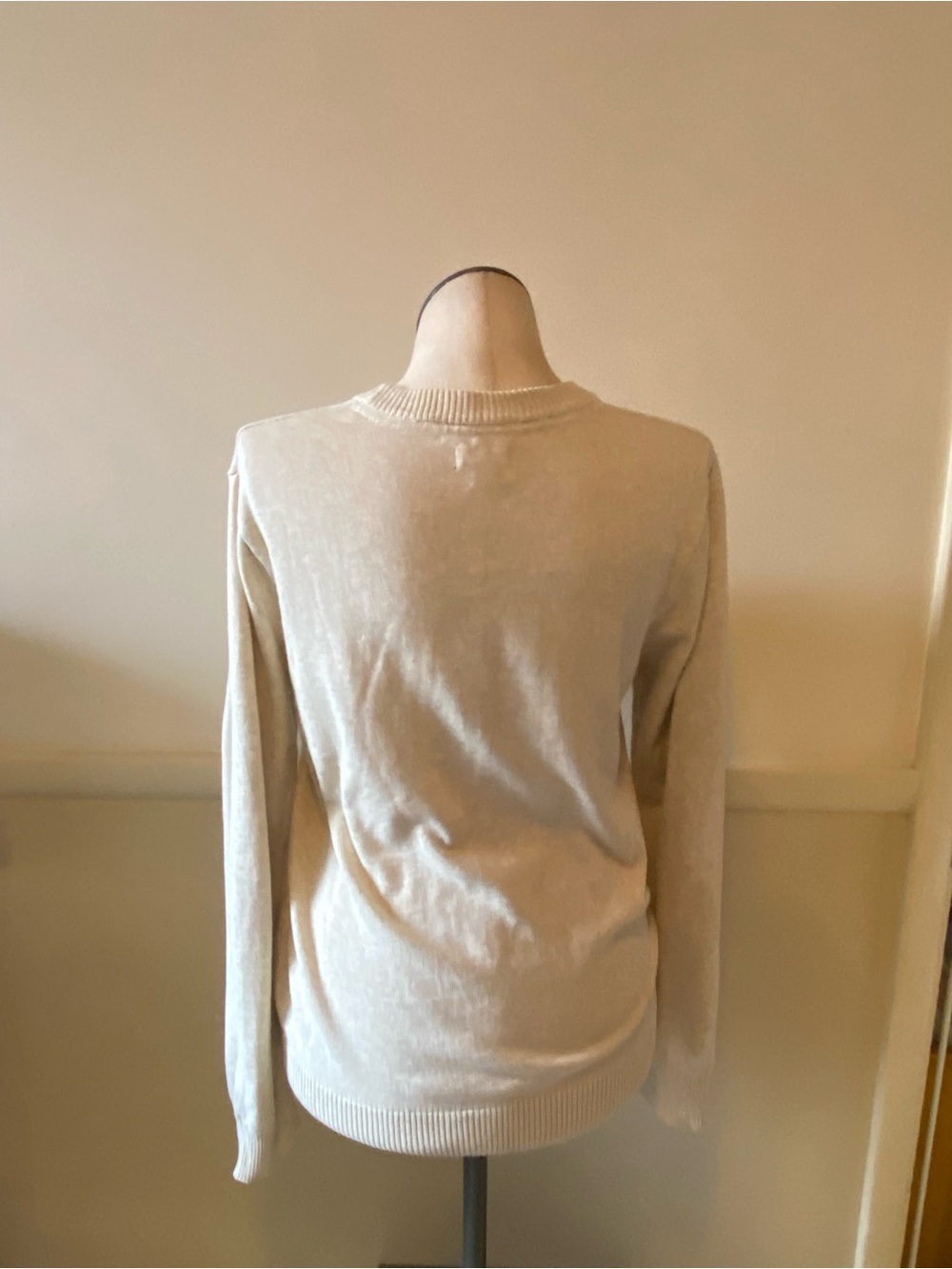 Nautica Cream Crewneck Sweater with Subtle Front Anker - Picture 3 of 5